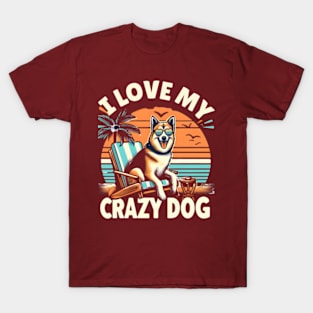 crazy dog funny design T-Shirt